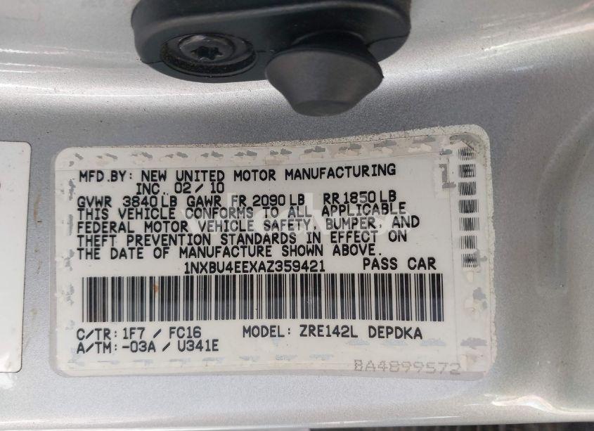 Photo 9 of 2010 Toyota Corolla LE (VIN 1NXBU4EEXAZ359421)
