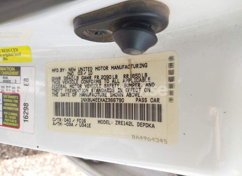 Photo 9 of 2010 Toyota Corolla LE (VIN 1NXBU4EEXAZ366790)