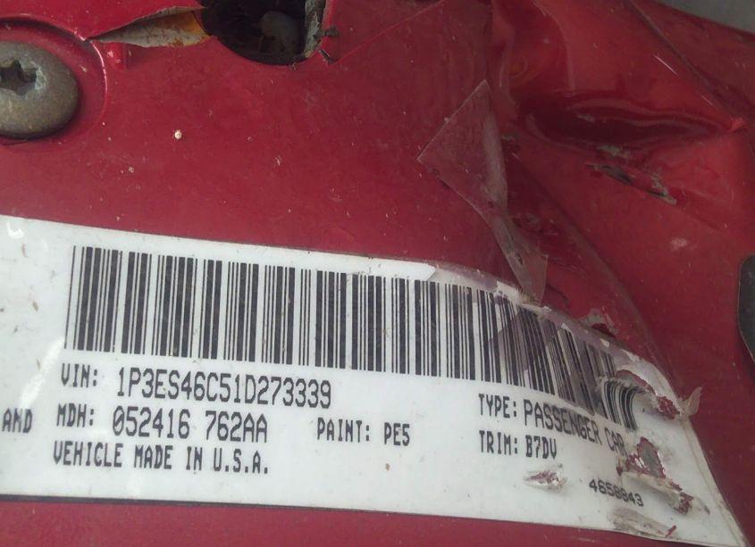 Photo 9 of 2001 Plymouth Neon HIGHLINE (VIN 1P3ES46C51D273339)