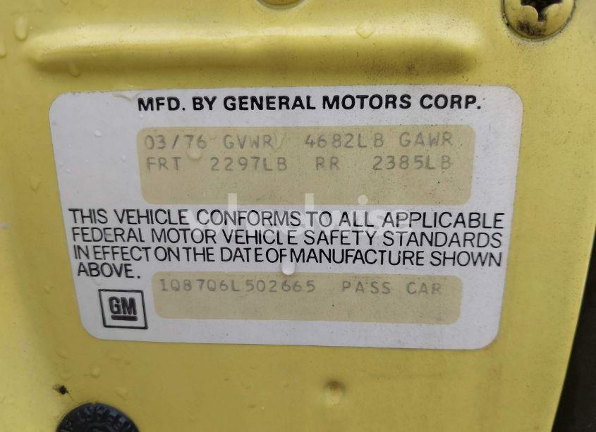 Photo 9 of 1976 Chevrolet Camaro (VIN 1Q87Q6L502665)