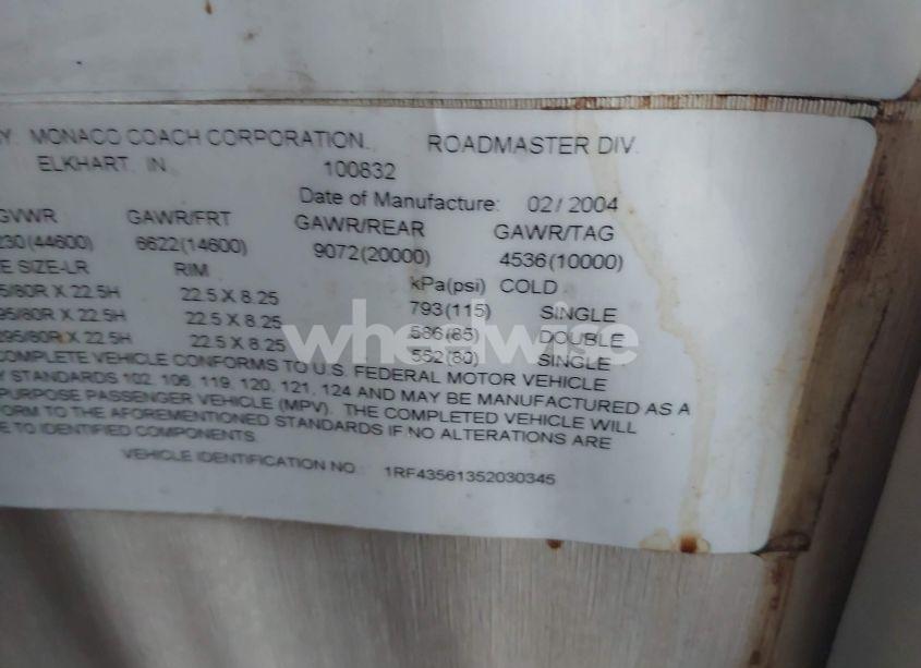 Photo 9 of 2005 Roadmaster Rail MONOCOQUE (VIN 1RF43561352030345)