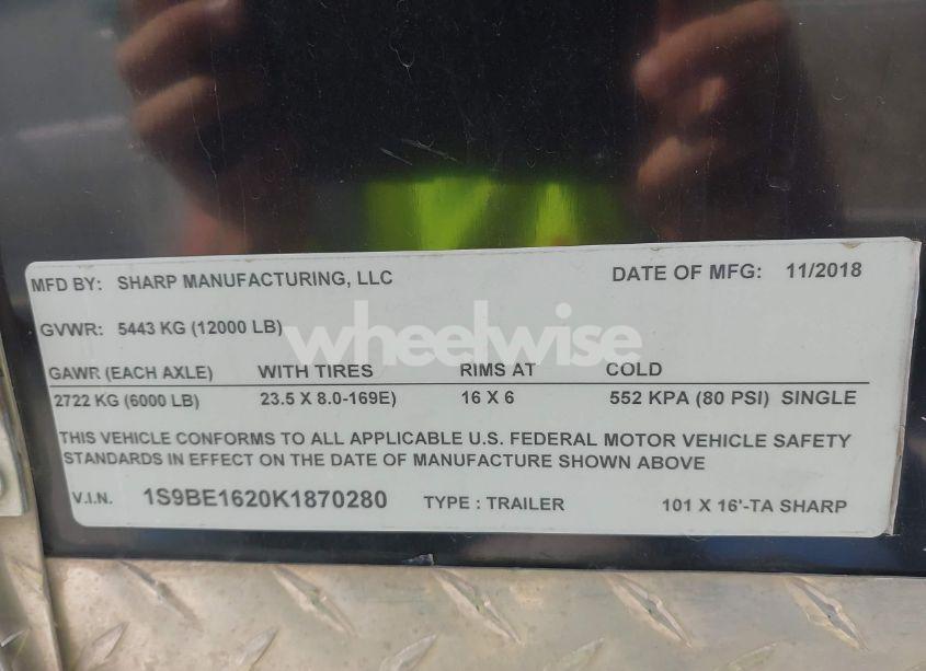 Photo 9 of 2019 Sharp 4 WHEEL 16' ENCLOSED (VIN 1S9BE1620K1870280)