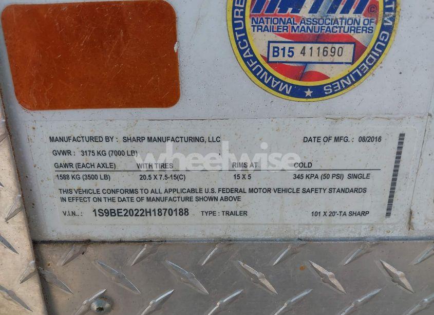 Photo 9 of 2017 Sharp Mfg LIGHT DUTY UTILITY (VIN 1S9BE2022H1870188)