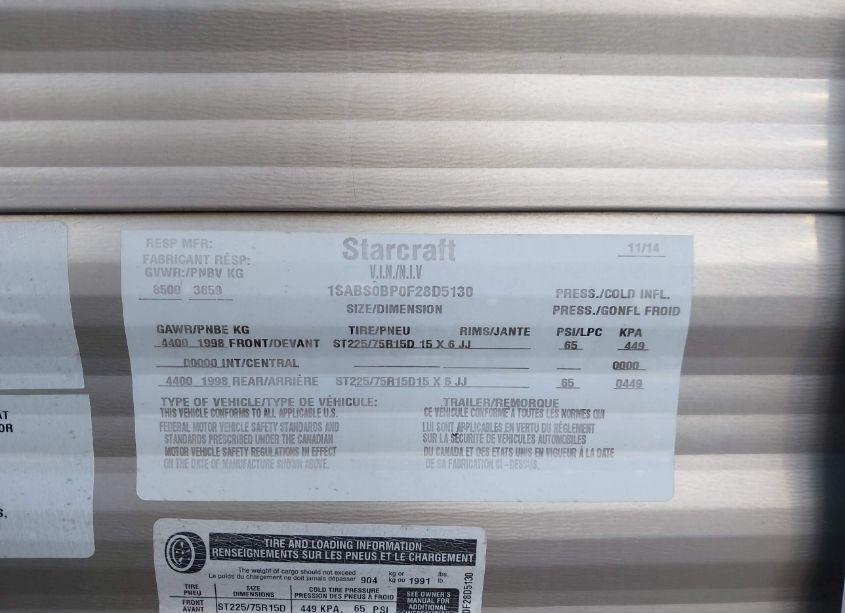 Photo 9 of 2015 Starcraft Rv COMPANY TT (VIN 1SABS0BP0F28D5130)