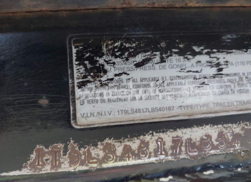 Photo 9 of 2020 Take 3 TRAILERS INC TAKE 3 TRAILERS INC (VIN 1T9LS4817LB540167)