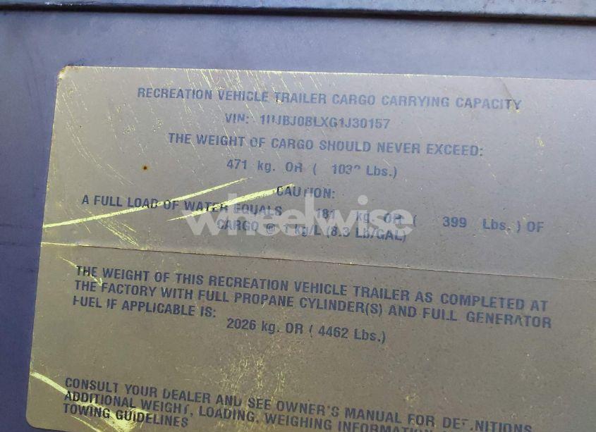 Photo 9 of 2016 Jayco Travel TRLR (VIN 1UJBJ0BLXG1J30157)