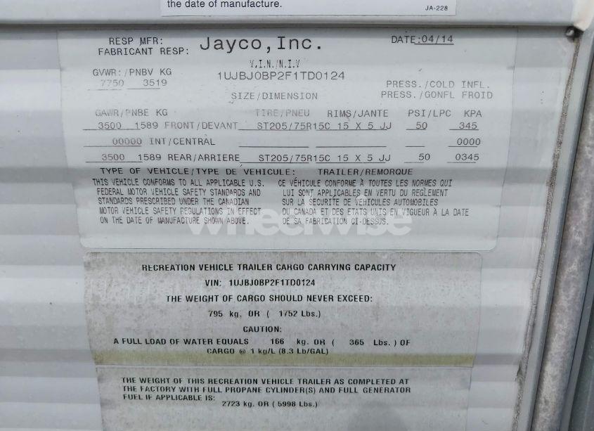 Photo 9 of 2015 Jayco Other (VIN 1UJBJ0BP2F1TD0124)