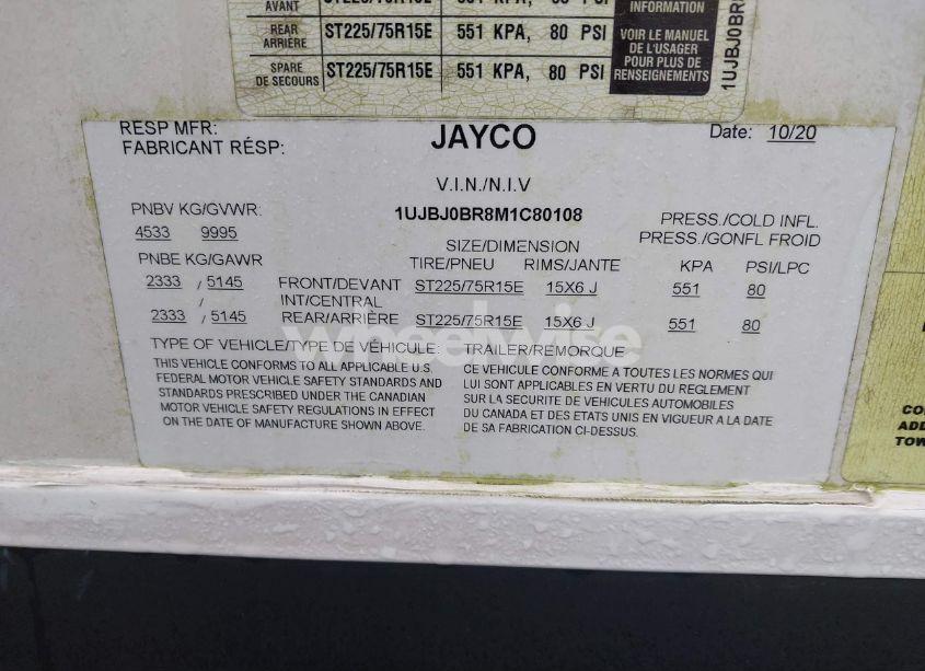 Photo 9 of 2021 Jayco Other N/A (VIN 1UJBJ0BR8M1C80108)