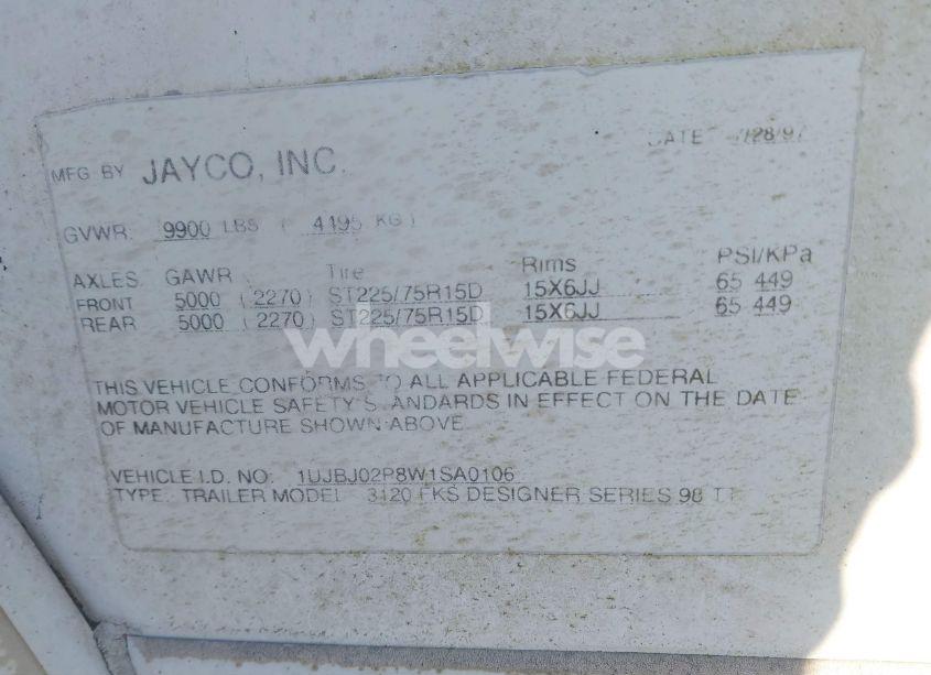 Photo 9 of 1998 Jayco Designer N/A (VIN 1UJBJ0ZP8W1SA0106)