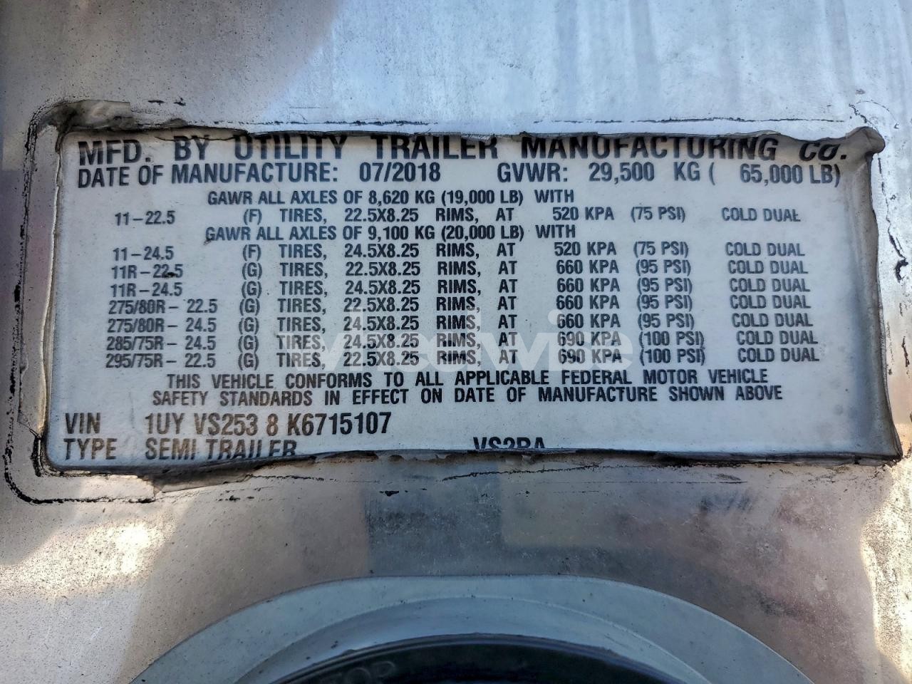 Photo 10 of 2018 UTILITY REEFER TRLR - REFRIGERATED VAN TRAILER (VIN 1UYVS2538K6715107)