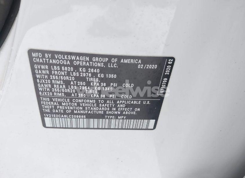 Photo 9 of 2020 Volkswagen Atlas CROSS SPORT 3.6L V6 SE W/TECHNOLOGY/3.6L V6 SE W/TECHNOLOGY R-LINE (VIN 1V21E2CA8LC209865)
