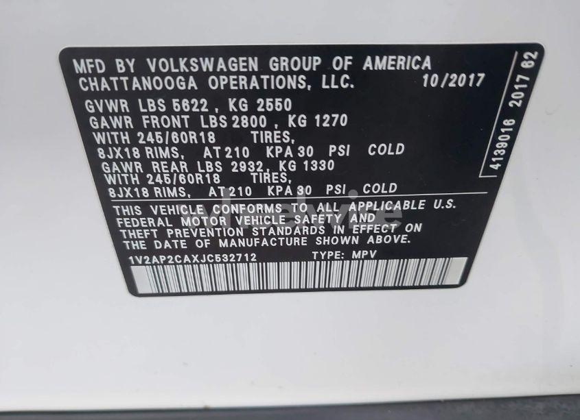 Photo 9 of 2018 Volkswagen Atlas 2.0T S (VIN 1V2AP2CAXJC532712)