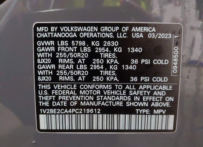 Photo 9 of 2023 Volkswagen Atlas CROSS SPORT 3.6L V6 SEL (VIN 1V2BE2CA4PC219612)