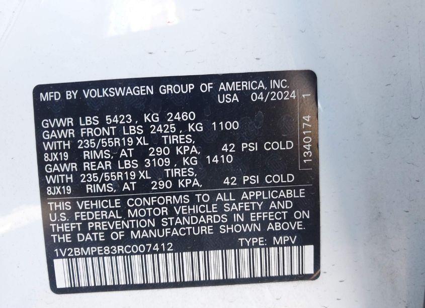 Photo 9 of 2024 Volkswagen Id.4 STANDARD (VIN 1V2BMPE83RC007412)