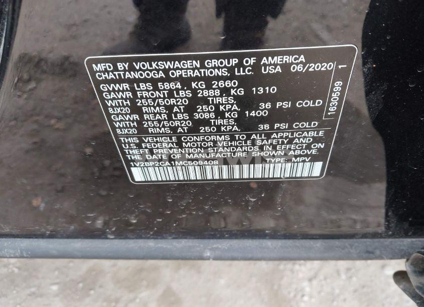 Photo 9 of 2021 Volkswagen Atlas 2.0T SEL (VIN 1V2BP2CA1MC509408)