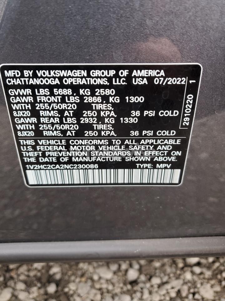 Photo 13 of 2022 VOLKSWAGEN ATLAS CROSS SPORT SE (VIN 1V2BR2CA1PC538048)