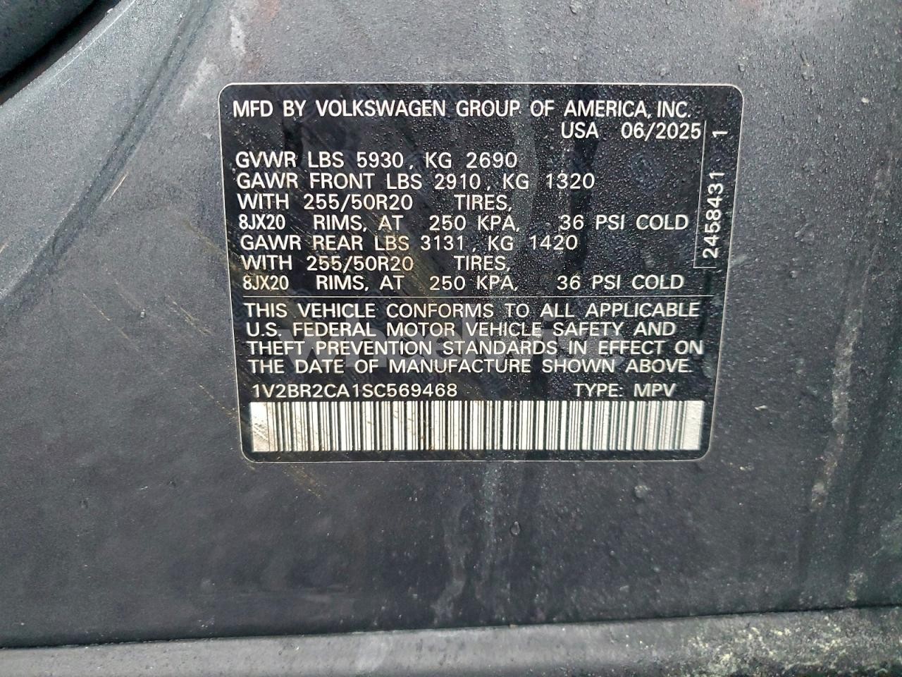 Photo 13 of 2025 VOLKSWAGEN ATLAS SEL (VIN 1V2BR2CA1SC569468)