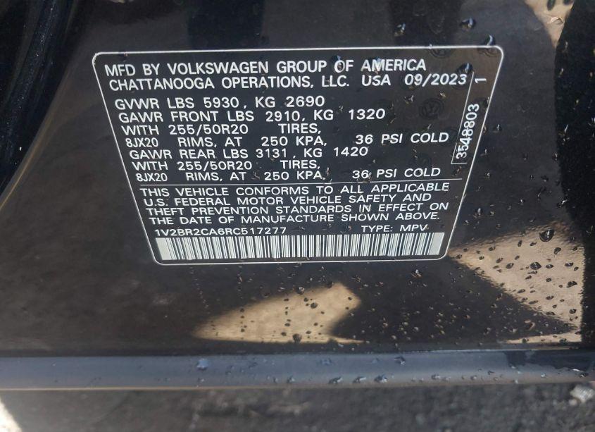 Photo 9 of 2024 Volkswagen Atlas 2.0T SEL (VIN 1V2BR2CA6RC517277)