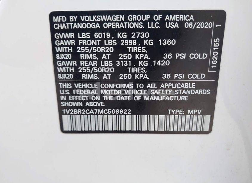 Photo 9 of 2021 Volkswagen Atlas 3.6L V6 SEL (VIN 1V2BR2CA7MC508922)