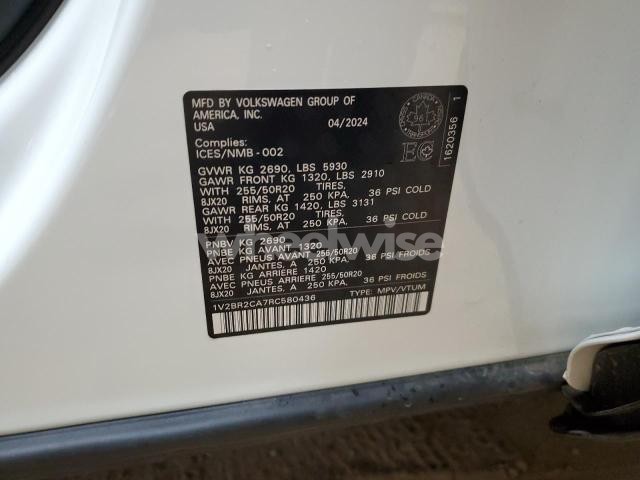 Photo 7 of 2024 VOLKSWAGEN ATLAS SEL (VIN 1V2BR2CA7RC580436)