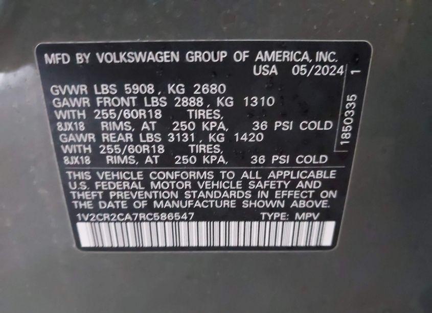 Photo 9 of 2024 Volkswagen Atlas 2.0T PEAK EDITION SE W/TECHNOLOGY (VIN 1V2CR2CA7RC586547)