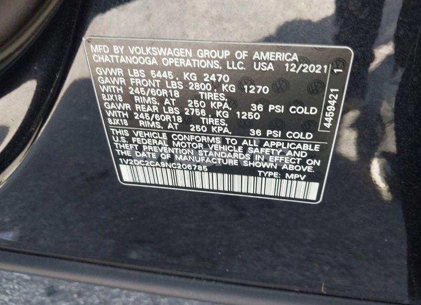 Photo 9 of 2022 Volkswagen Atlas CROSS SPORT 2.0T SE (VIN 1V2DC2CA9NC206785)