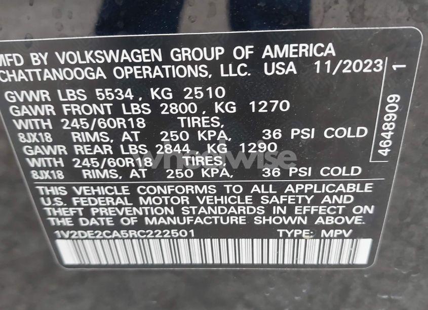 Photo 9 of 2024 Volkswagen Atlas CROSS SPORT 2.0T SE (VIN 1V2DE2CA5RC222501)