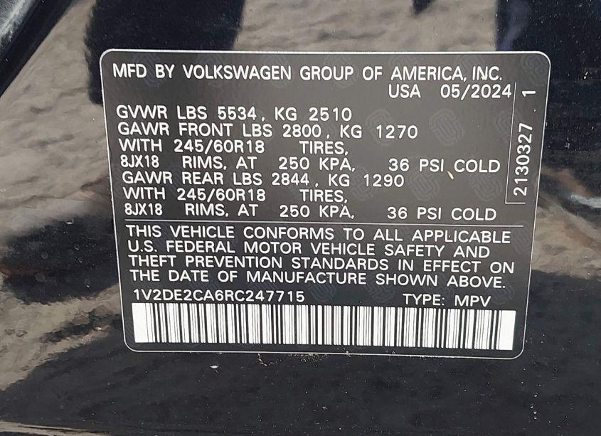 Photo 9 of 2024 Volkswagen Atlas CROSS SPORT 2.0T SE (VIN 1V2DE2CA6RC247715)