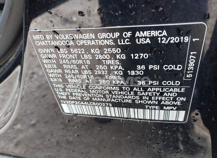 Photo 9 of 2020 Volkswagen Atlas 2.0T SE (VIN 1V2DP2CA4LC500273)