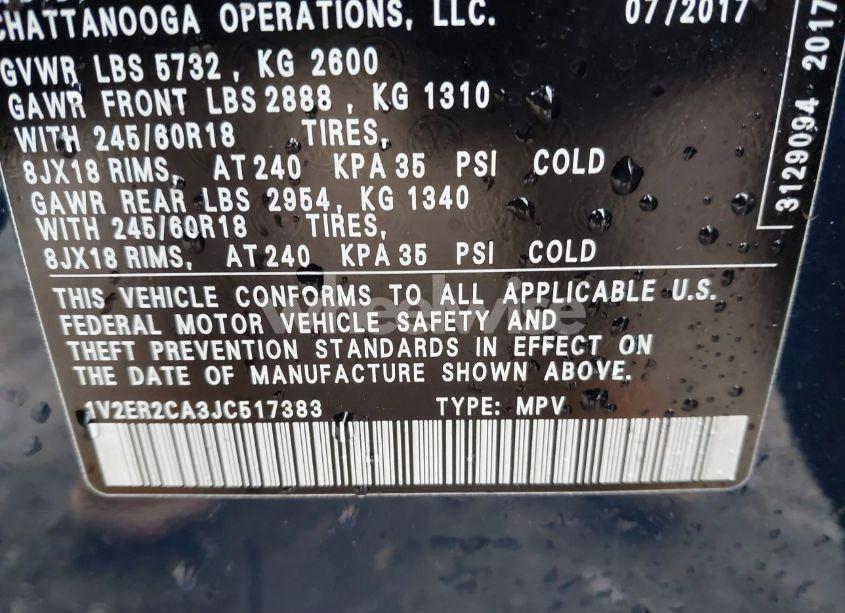 Photo 9 of 2018 Volkswagen Atlas 3.6L V6 SEL (VIN 1V2ER2CA3JC517383)