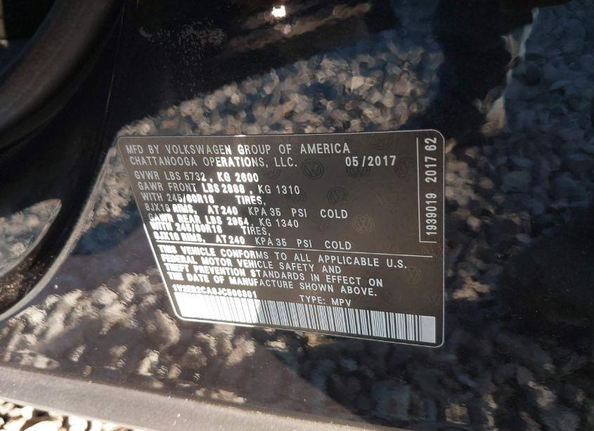 Photo 9 of 2018 Volkswagen Atlas 3.6L V6 SEL (VIN 1V2ER2CA8JC506301)