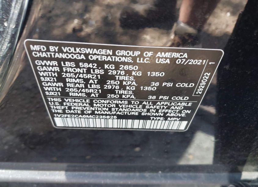 Photo 9 of 2021 Volkswagen Atlas CROSS SPORT 3.6L V6 SEL PREMIUM R-LINE (VIN 1V2FE2CA6MC235825)