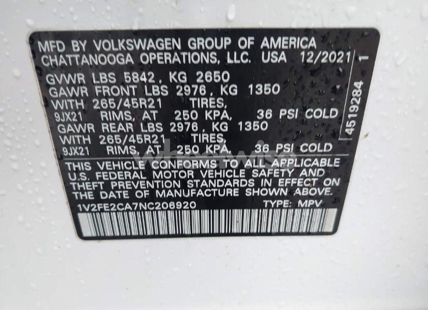 Photo 9 of 2022 Volkswagen Atlas CROSS SPORT 3.6L V6 SEL PREMIUM R-LINE (VIN 1V2FE2CA7NC206920)