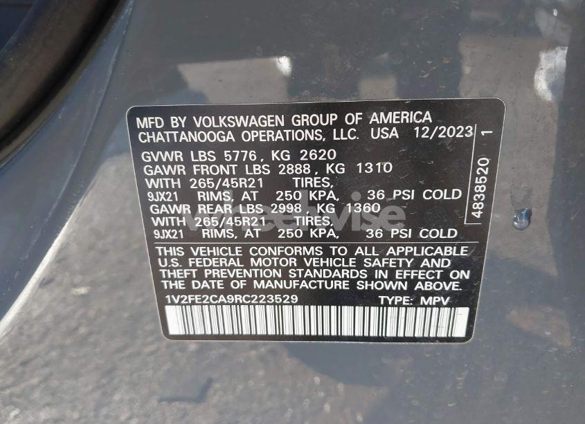 Photo 9 of 2024 Volkswagen Atlas CROSS SPORT 2.0T SEL PREMIUM R-LINE (VIN 1V2FE2CA9RC223529)