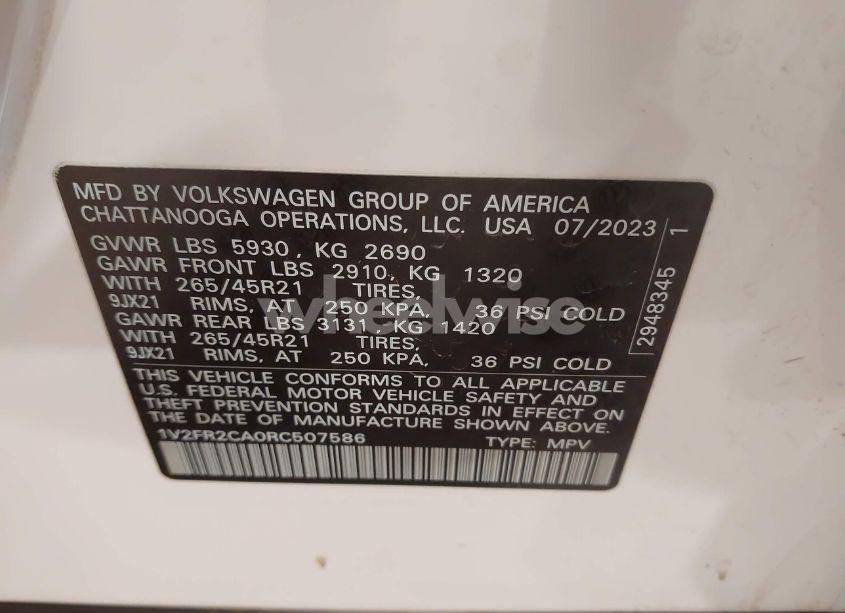 Photo 9 of 2024 Volkswagen Atlas 2.0T SEL PREMIUM R-LINE (VIN 1V2FR2CA0RC507586)