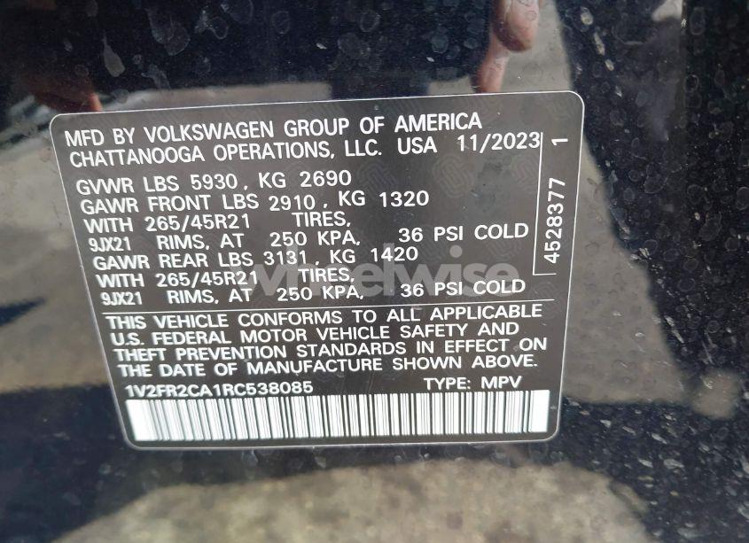 Photo 9 of 2024 Volkswagen Atlas 2.0T SEL PREMIUM R-LINE (VIN 1V2FR2CA1RC538085)