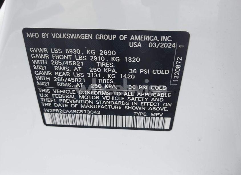 Photo 9 of 2024 Volkswagen Atlas 2.0T SEL PREMIUM R-LINE (VIN 1V2FR2CA4RC573042)