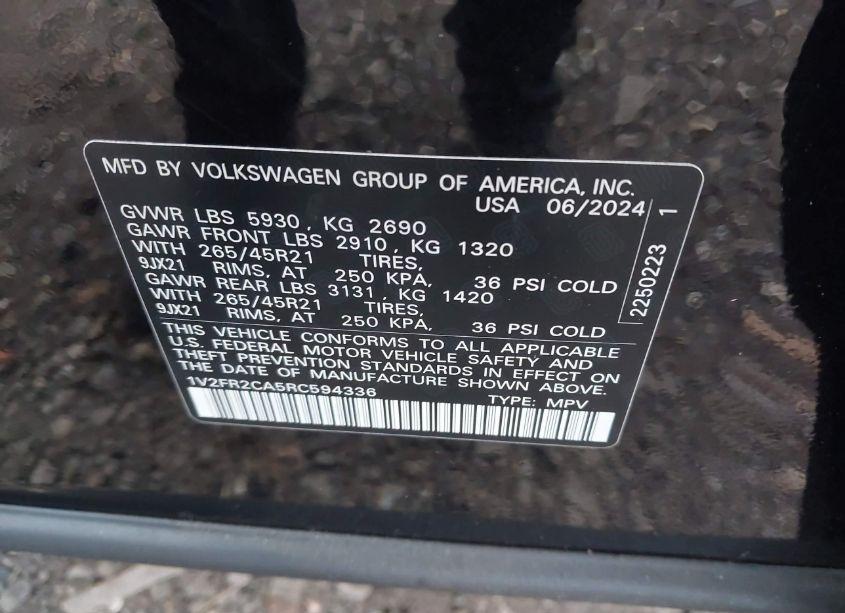Photo 9 of 2024 Volkswagen Atlas 2.0T SEL PREMIUM R-LINE (VIN 1V2FR2CA5RC594336)