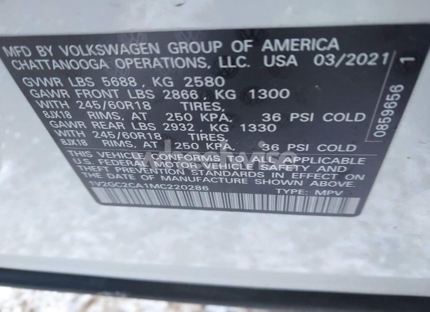 Photo 9 of 2021 Volkswagen Atlas CROSS SPORT 2.0T S (VIN 1V2GC2CA1MC220286)
