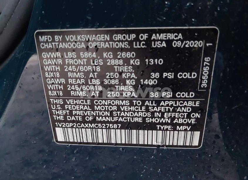 Photo 9 of 2021 Volkswagen Atlas 2.0T S (VIN 1V2GP2CAXMC527587)