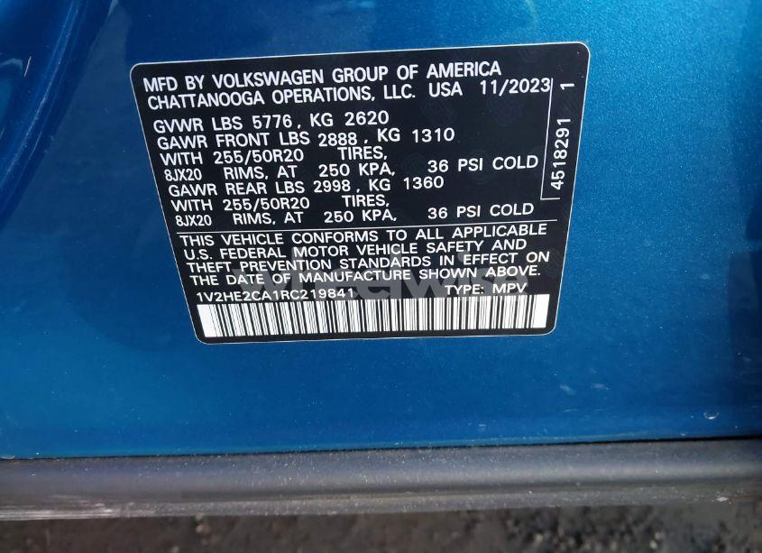 Photo 9 of 2024 Volkswagen Atlas CROSS SPORT 2.0T SE W/TECHNOLOGY (VIN 1V2HE2CA1RC219841)