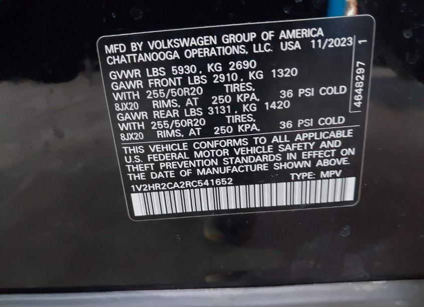 Photo 9 of 2024 Volkswagen Atlas 2.0T SE W/TECHNOLOGY (VIN 1V2HR2CA2RC541652)