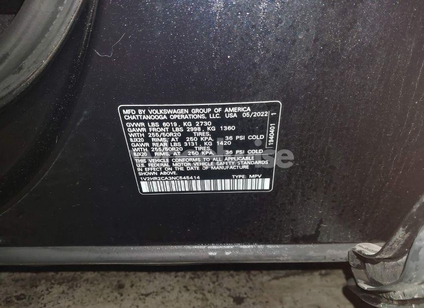 Photo 9 of 2022 Volkswagen Atlas 3.6L V6 SE W/TECHNOLOGY (VIN 1V2HR2CA3NC545414)