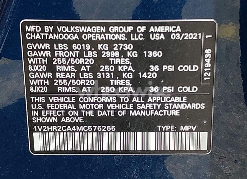 Photo 9 of 2021 Volkswagen Atlas 3.6L V6 SE W/TECHNOLOGY (VIN 1V2HR2CA4MC576265)