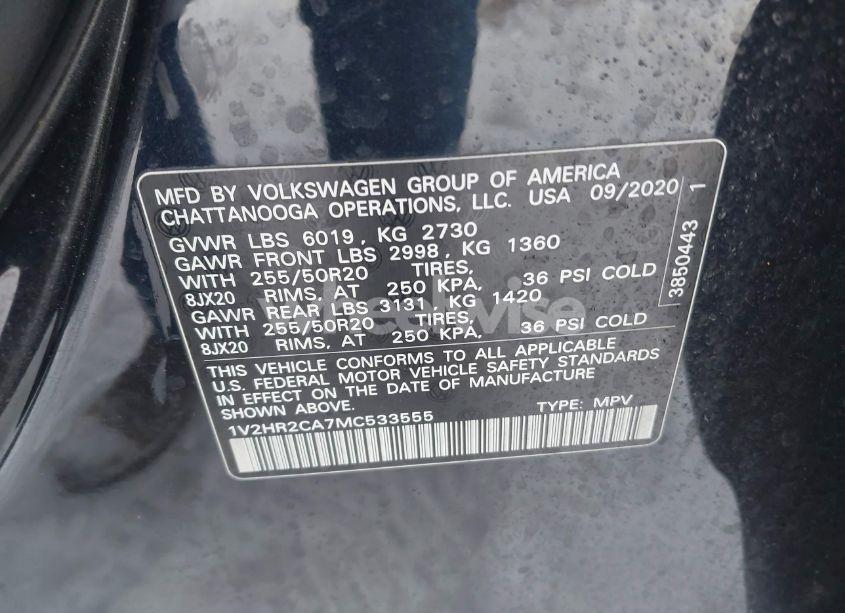 Photo 9 of 2021 Volkswagen Atlas 3.6L V6 SE W/TECHNOLOGY (VIN 1V2HR2CA7MC533555)