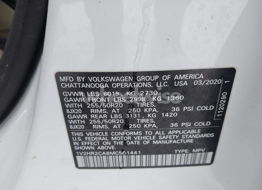 Photo 9 of 2021 Volkswagen Atlas 3.6L V6 SE W/TECHNOLOGY (VIN 1V2HR2CA8MC501441)