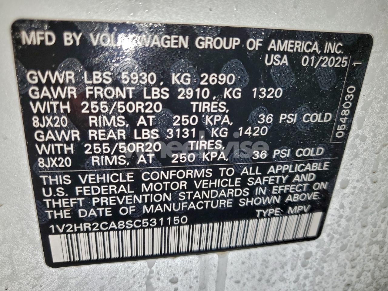 Photo 13 of 2025 VOLKSWAGEN ATLAS SE (VIN 1V2HR2CA8SC531150)