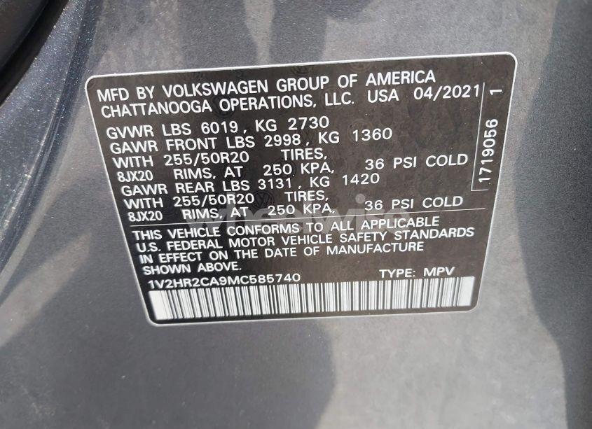 Photo 9 of 2021 Volkswagen Atlas 3.6L V6 SE W/TECHNOLOGY (VIN 1V2HR2CA9MC585740)