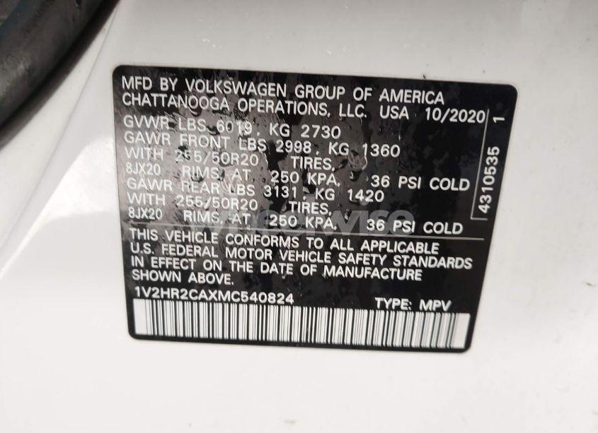 Photo 9 of 2021 Volkswagen Atlas 3.6L V6 SE W/TECHNOLOGY (VIN 1V2HR2CAXMC540824)