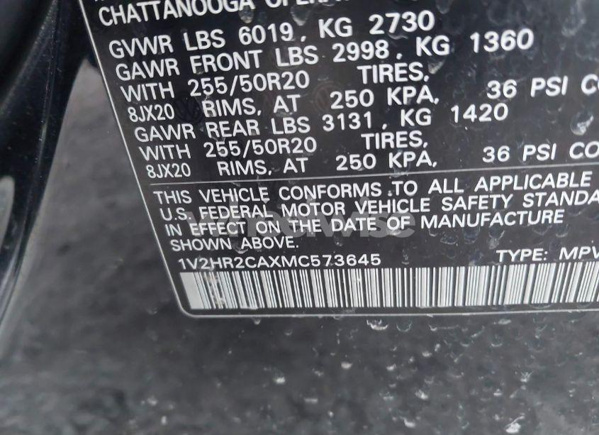 Photo 9 of 2021 Volkswagen Atlas 3.6L V6 SE W/TECHNOLOGY (VIN 1V2HR2CAXMC573645)